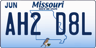 MO license plate AH2D8L