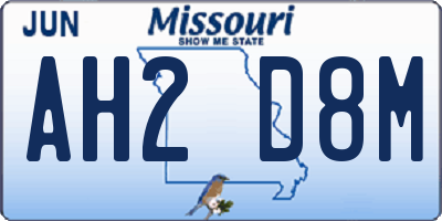 MO license plate AH2D8M