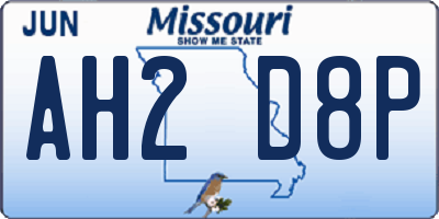 MO license plate AH2D8P