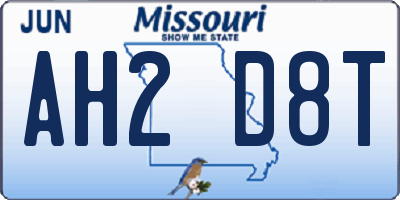 MO license plate AH2D8T