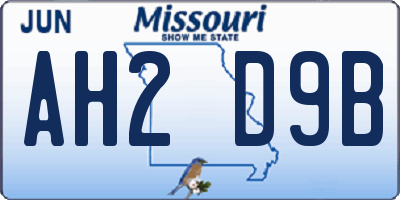 MO license plate AH2D9B