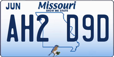 MO license plate AH2D9D