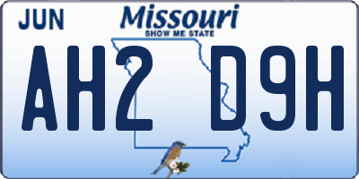 MO license plate AH2D9H