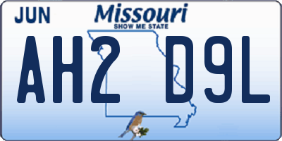 MO license plate AH2D9L