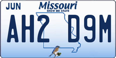 MO license plate AH2D9M