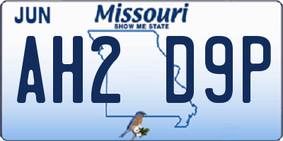 MO license plate AH2D9P