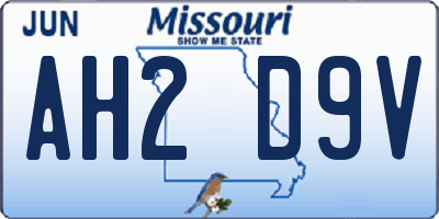 MO license plate AH2D9V