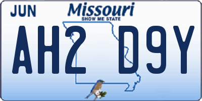 MO license plate AH2D9Y