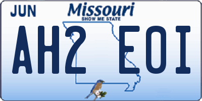 MO license plate AH2E0I