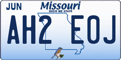 MO license plate AH2E0J