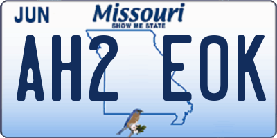 MO license plate AH2E0K