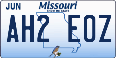 MO license plate AH2E0Z