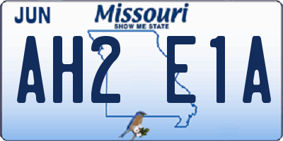 MO license plate AH2E1A