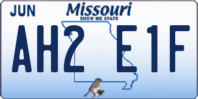 MO license plate AH2E1F