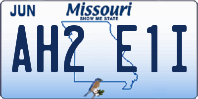 MO license plate AH2E1I