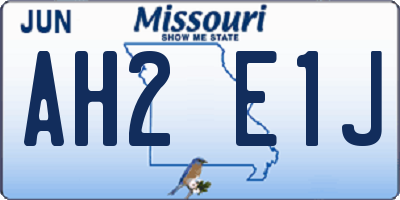 MO license plate AH2E1J