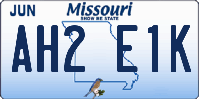 MO license plate AH2E1K