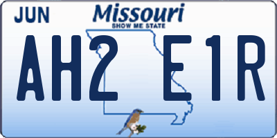 MO license plate AH2E1R