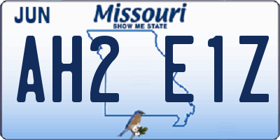 MO license plate AH2E1Z