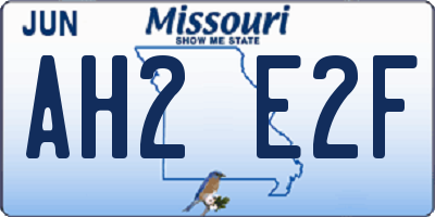 MO license plate AH2E2F