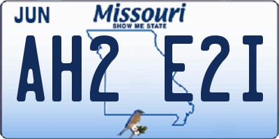 MO license plate AH2E2I