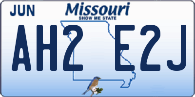 MO license plate AH2E2J