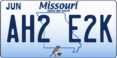 MO license plate AH2E2K