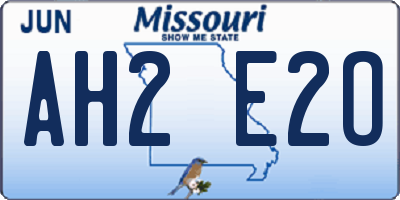 MO license plate AH2E2O