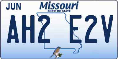 MO license plate AH2E2V