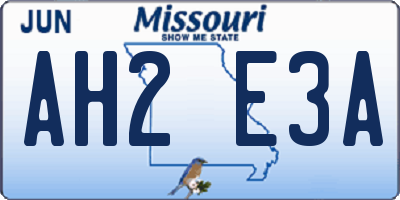 MO license plate AH2E3A