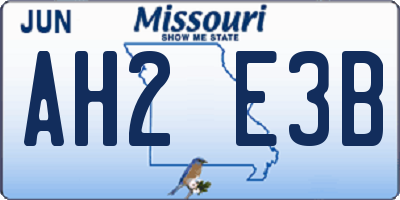 MO license plate AH2E3B