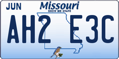 MO license plate AH2E3C