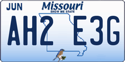 MO license plate AH2E3G