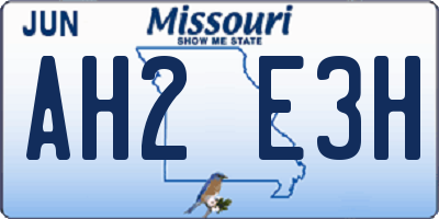 MO license plate AH2E3H