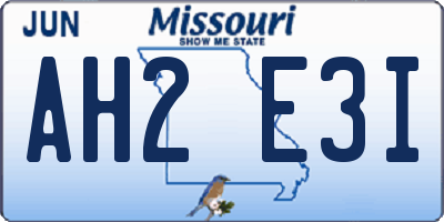 MO license plate AH2E3I