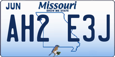 MO license plate AH2E3J