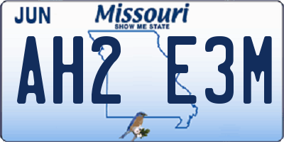 MO license plate AH2E3M