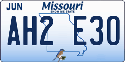 MO license plate AH2E3O