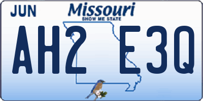 MO license plate AH2E3Q