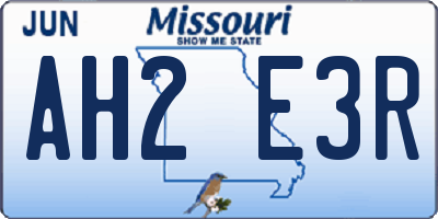 MO license plate AH2E3R