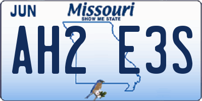 MO license plate AH2E3S