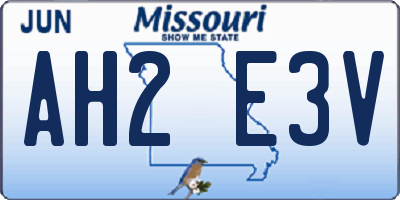 MO license plate AH2E3V