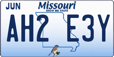 MO license plate AH2E3Y