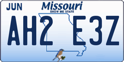 MO license plate AH2E3Z