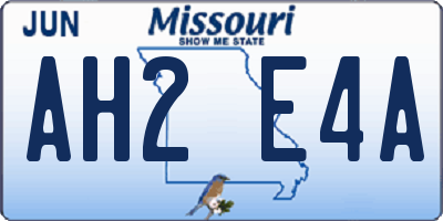 MO license plate AH2E4A