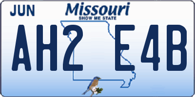 MO license plate AH2E4B