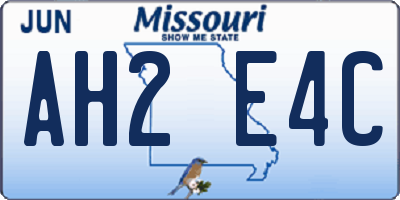 MO license plate AH2E4C