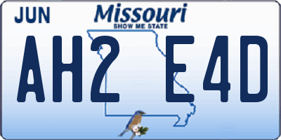 MO license plate AH2E4D