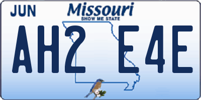 MO license plate AH2E4E