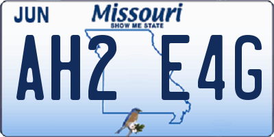 MO license plate AH2E4G